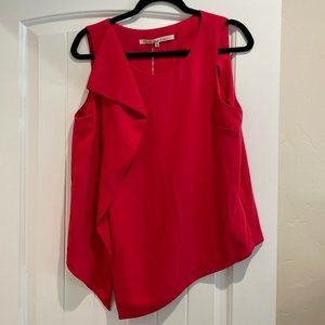 RACHEL Rachel Roy Ruffle Pink/Red Tank Top Size Large